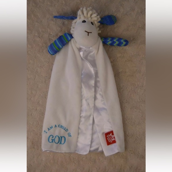 Wee Believers Lamb Sheep Lovey Security Blanket I am a Child of God Blue White - Picture 1 of 6